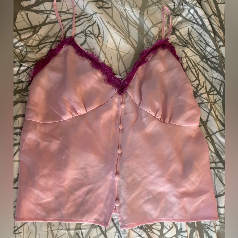 Steve Madden Pink and Purple Lace Camisole